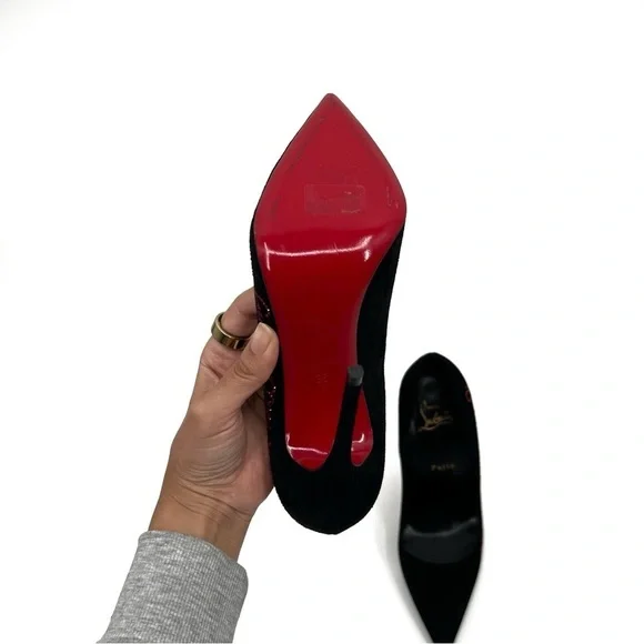 Christian Louboutin Black Stiletto Heels Walk A Mile In My Shoes Collection 38 - Picture 14 of 15